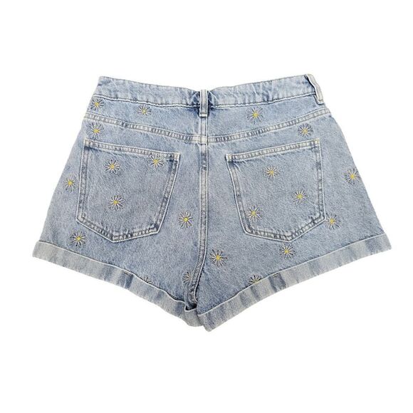 Pacsun Boho Summer Mom Short High Waist Floral Light Wash Denim Spring Size 27 - Picture 2 of 8
